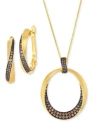 Le Vian Chocolatier Chocolate Diamond Earrings Necklace In 14k Honey Gold Pendant