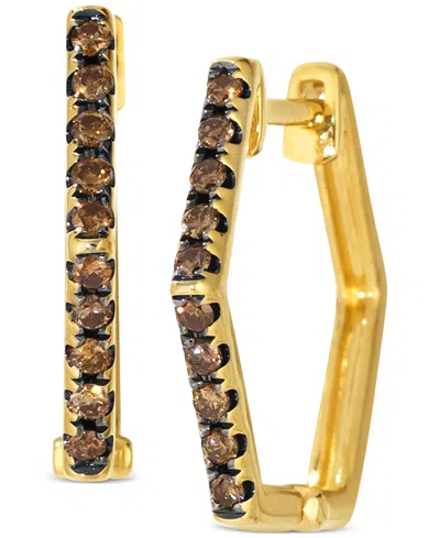 Le Vian Chocolatier Chocolate Diamond Hexagon Small Hoop Earrings (1/5 Ct. T.w.) In 14k Gold, 0.65" In Yellow Gold