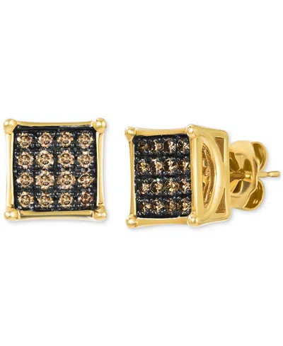 Le Vian Chocolatier Men's Chocolate Diamond Square Cluster Stud Earrings (1/2 Ct. T.w.) In 14k Gold In Yellow Gold