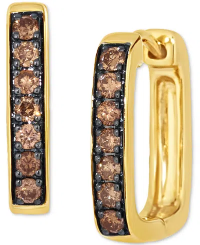 Le Vian Chocolatier Chocolate Diamond Squared Small Hoop Earrings (1/3 Ct. T.w.) In 14k Gold In 14k Honey Gold Earrings