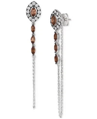 Le Vian Chocolatier Chocolate Quartz (5/8 Ct. T.w.) & Chocolate Diamonds (3/8 Ct. T.w.) Linear Drop Earrings In No Color
