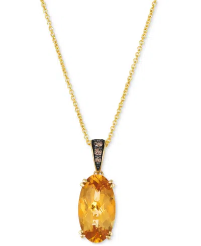 Le Vian Chocolatier Cinnamon Citrine (2-1/2 Ct. T.w.) & Chocolate Diamond (1/20 Ct. T.w.) Pendant Necklace I In Yellow Gold
