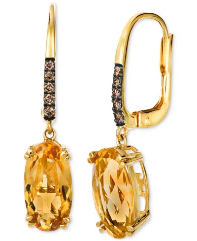 Le Vian Chocolatier Cinnamon Citrine (3-3/4 Ct. T.w.) & Chocolate Diamond (1/10 Ct. T.w.) Earrings In 14k Ye In Yellow Gold