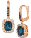 Le Vian Chocolatier Deep Sea Blue Topaz (2-1/2 Ct. T.w.) & Diamond (1/2 Ct. T.w.) Drop Earrings In 14k Rose In No Color