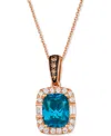 Le Vian Chocolatier Deep Sea Blue Topaz (2-1/4 Ct. T.w.) & Diamond (1/3 Ct. T.w.) Halo Pendant Necklace In 1 In No Color