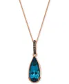 Le Vian Chocolatier Deep Sea Blue Topaz (3-1/2 Ct. T.w.) & Chocolate Diamond (1/20 Ct. T.w) Pendant Necklace In Rose Gold