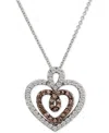Le Vian Chocolatier Diamond Double Heart Pendant Necklace (9/10 Ct. T.w.) In 14k White Gold In Gold