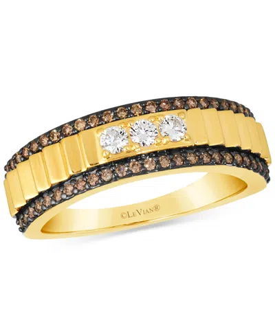 Le Vian Chocolatier Men's Chocolate Diamond & Vanilla Diamond Ridge Texture Ring (1/2 Ct. T.w.) In 14k Gold In No Color