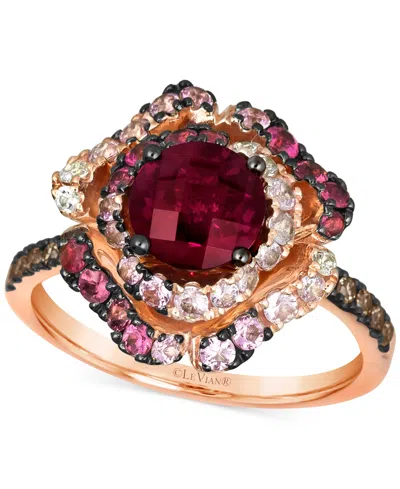 Le Vian Chocolatier Multi-gemstone (2-1/2 Ct. T.w.) & Chocolate Diamond (1/5 Ct. T.w.) Statement Ring In 14k In Gold
