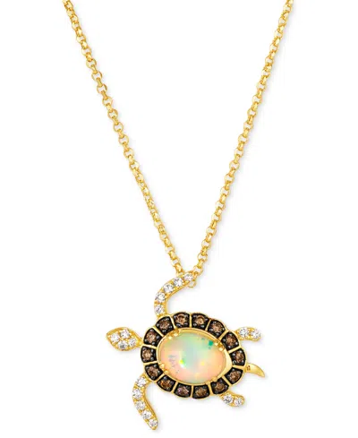 Le Vian Chocolatier Neopolitan Opal (1 Ct. T.w.) & Diamond (1/2 Ct. T.w.) Sea Turtle Adjustable 20" Pendant In No Color