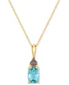 Le Vian Chocolatier Sea Blue Aquamarine (1-1/6 Ct. T.w.) & Chocolate Diamond (1/10 Ct. T.w.) 18" Pendant Nec In Aquamarine