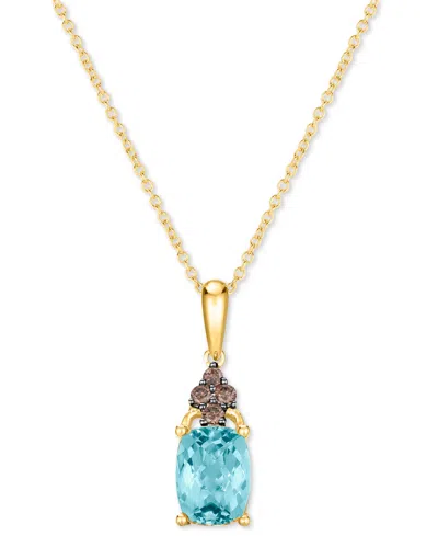 Le Vian Chocolatier Sea Blue Aquamarine (1-1/6 Ct. T.w.) & Chocolate Diamond (1/10 Ct. T.w.) 18" Pendant Nec