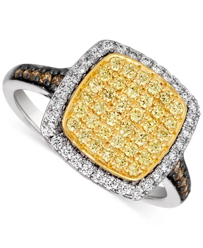 Le Vian Chocolatier Sunny Yellow Diamond, Vanilla Diamond, & Chocolate Diamond Ring (5/8 Ct. T.w.) In 14k Tw In Silver