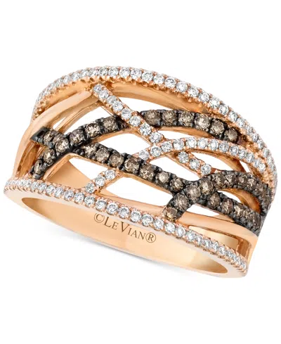 Le Vian Ladies Chocolate Diamonds Fashion Ring In 14k Strawberry Gold In Brown