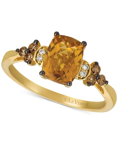 Le Vian Cinnamon Citrine (1-1/3 Ct. T.w.) & Vanilla And Chocolate Diamond (1/6 Ct. T.w.) Ring Set In 14k Gol