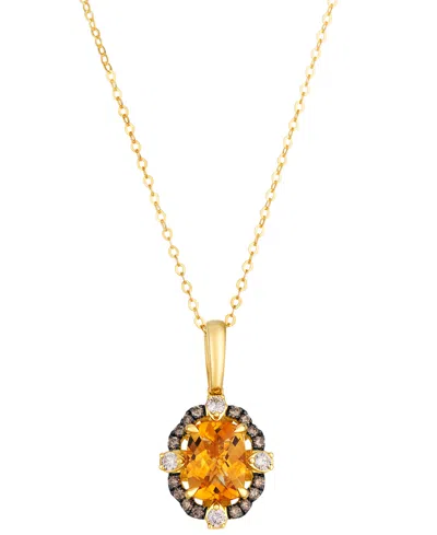 Le Vian Cinnamon Citrine (1 Ct. T.w.), Nude Diamond (1/10 Ct. T.w.) And Chocolate Diamond (1/8 Ct. T.w.) Pen In Gold