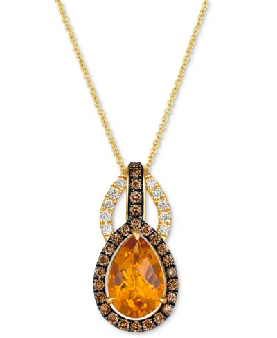 Le Vian Cinnamon Citrine (2-3/4 Ct. T.w.) & Diamond (5/8 Ct. T.w.) Double Teardrop Pendant Necklace In 14k G In No Color
