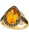 Le Vian Cinnamon Citrine (2-7/8 Ct. T.w.) & Diamond (7/8 Ct. T.w.) Pear Halo Statement Ring In 14k Gold