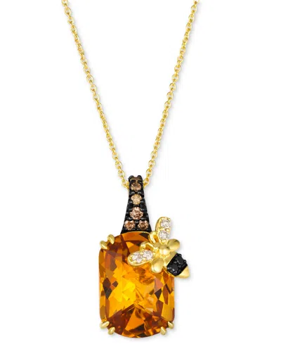 Le Vian Cinnamon Citrine (5-1/10 Ct. T.w.) & Diamond (1/6 Ct. T.w.) Bee Adjustable 20" Pendant Necklace In 1 In No Color