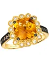 Le Vian Citrine (3 Ct. T.w.), Nude Diamond (25 Ct. T.w.) And Chocolate Diamond Ring (.27 Ct. T.w.) In 14k Ho In Gold