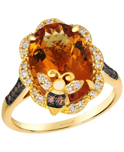 Le Vian Citrine (4-7/8 Ct. T.w.) & Diamond (1/4 Ct. T.w.) Ring In 14k Honey Gold In Multi