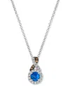 Le Vian Cornflower Sapphire (1/3 Ct. T.w.), Nude Diamond (1/6 Ct. T.w.), Chocolate Diamond Accent Pendant 19 In White Gold