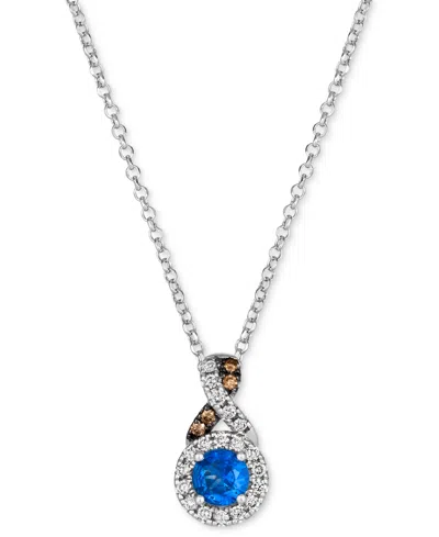Le Vian Cornflower Sapphire (1/3 Ct. T.w.), Nude Diamond (1/6 Ct. T.w.), Chocolate Diamond Accent Pendant 19 In White Gold