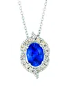Le Vian ® Cornflower Sapphire™ 14k 1.00 Ct. Tw. Diamond & Ceylon Sapphire Pendant In Silver