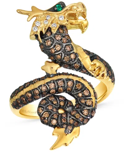 Le Vian Costa Smeralda Emerald, Chocolate Diamond & Nude Diamond Dragon Ring (1/2 Ct. T.w.) In 14k Honey Gol In Gold