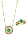 Le Vian Costa Smeralda Emerald Diamond Ornate Ring Necklace Collection In 14k Gold In Yellow Gold