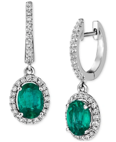 Le Vian Costa Smeralda Emeralds (1-1/5 Ct. T.w.) & Vanilla Diamond (1/3 Ct. T.w.) Dangle Hoop Drop Earrings In No Color