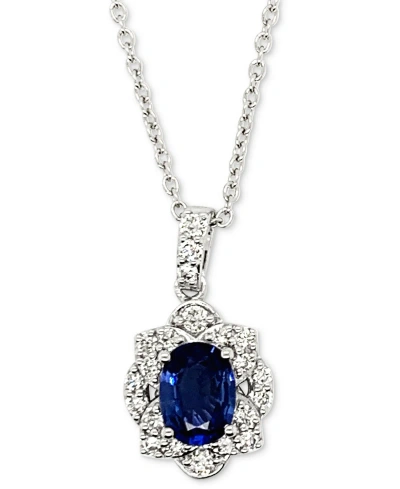 Le Vian Couture Blueberry Sapphire (1-1/5 Ct. T.w.) & Vanilla Diamond (3/8 Ct. T.w.) Oval Halo 18" Pendant N In No Color