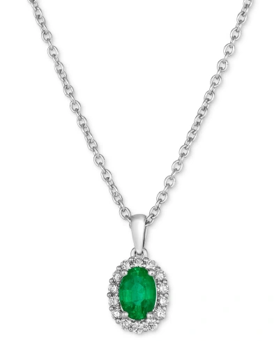 Le Vian Couture Costa Smeralda Emeralds (5/8 Ct. T.w.) & Vanilla Diamond (1/5 Ct. T.w.) Halo 18" Pendant Nec In No Color