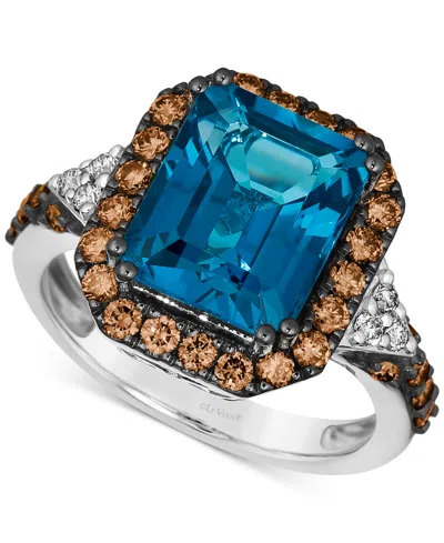 Le Vian Couture Deep Sea Blue Topaz (5 Ct. T.w.), Chocolate Diamonds (3/4 Ct. T.w.) & Nude Diamonds (1/10 Ct In No Color