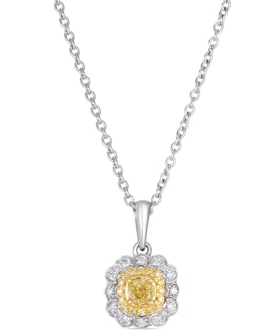 Le Vian Couture Fancy Yellow Diamond & Vanilla Diamond Pendant Necklace (0.42 Ct. T.w.) In Platinum Two-tone In Gold