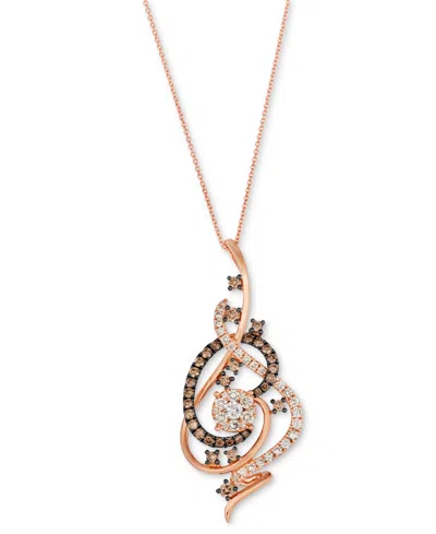 Le Vian Crazy Collection Chocolate Diamond & Nude Diamond Swirl Adjustable 20" Pendant Necklace (1-1/2 Ct. T In Gold