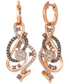 Le Vian Crazy Collection Chocolate Diamond & Nude Diamond Swirl Drop Earrings (1-1/2 Ct. T.w.) In 14k Rose G In Multi