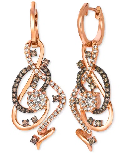 Le Vian Crazy Collection Chocolate Diamond & Nude Diamond Swirl Drop Earrings (1-1/2 Ct. T.w.) In 14k Rose G In Multi