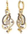 Le Vian Crazy Collection Chocolate Diamond & Nude Diamond Swirl Drop Earrings (1-1/2 Ct. T.w.) In 14k Rose G In Yellow Gold