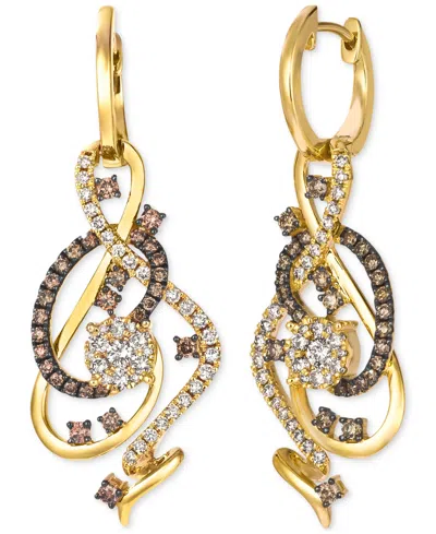 Le Vian Crazy Collection Chocolate Diamond & Nude Diamond Swirl Drop Earrings (1-1/2 Ct. T.w.) In 14k Rose G In Yellow Gold