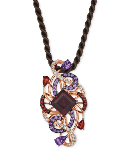 Le Vian Crazy Collection Multi-gemstone Swirl Silk Cord 20" Pendant Necklace (8-1/2 Ct. T.w.) In 14k Rose Go In No Color