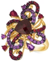 Le Vian Crazy Collection Pomegranate Garnet (4 Ct. T.w.) & Grape Amethyst (5/8 Ct. T.w.) Swirling Statement In 14k Honey Gold Ring