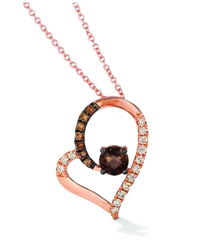 Le Vian Creme Brulee 14k Strawberry Gold 0.72 Ct. Tw. Diamond & Smoky Quartz Pendant Necklace