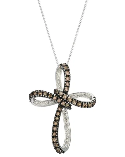 Le Vian Ladies Cross Necklaces Set In 14k Vanilla Gold In White