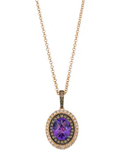 Le Vian ® Dark Amethyst 14k Rose Gold 2.95 Ct. Tw. Diamond & Dark Amethyst Pendant
