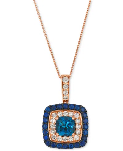 Le Vian Deep Sea Blue Topaz (1-1/2 Ct. T.w.), Blueberry Sapphire (7/8 Ct. T.w.) & Nude Diamond (1/2 Ct. T.w. In Rose Gold