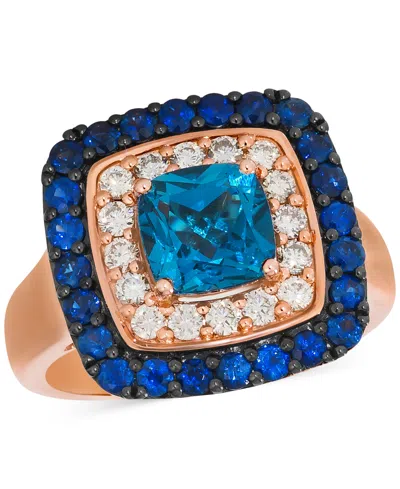 Le Vian Deep Sea Blue Topaz (1-1/2 Ct. T.w.), Blueberry Sapphire (7/8 Ct. T.w.) & Nude Diamond (3/8 Ct. T.w. In Rose Gold