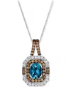 Le Vian Deep Sea Blue Topaz (1-3/4 Ct. T.w.) & Diamond (1-1/10 Ct. T.w.) Halo Pendant Necklace In 14k White In No Color
