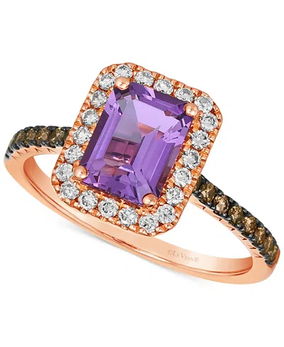 Le Vian Deep Sea Blue Topaz (1-5/8 Ct. T.w.) & Diamond (3/8 Ct. T.w.) Halo Ring In 14k Rose Gold (also In Am In Amethyst