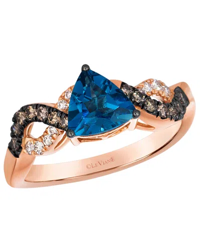Le Vian Deep Sea Blue Topaz (1 Ct. T.w.), Chocolate Diamond (1/5 Ct. T.w.) & Nude Diamond (1/10 Ct. T.w.) Ri